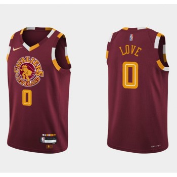 Men's Cleveland Cavaliers #0 Kevin Love Wine Red 2021/2022 75th Anniversary City Edition Swingman Stitched Jersey Men's Cleveland Cavaliers #0 Kevin Love Wine Red 2021/2022 75th Anniversary City Edition Swingman Stitched Jersey