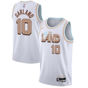Men's Cleveland Cavaliers #10 Darius Garland 2022/2023 White City Edition Stitched Basketball Jersey Men's Cleveland Cavaliers #10 Darius Garland 2022/2023 White City Edition Stitched Basketball Jersey