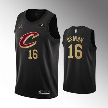 Men's Cleveland Cavaliers #16 Cedi Osman Black Statement Edition Stitched Basketball Jersey Men's Cleveland Cavaliers #16 Cedi Osman Black Statement Edition Stitched Basketball Jersey