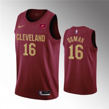 Men's Cleveland Cavaliers #16 Cedi Osman Wine Icon Edition Stitched Basketball Jersey Men's Cleveland Cavaliers #16 Cedi Osman Wine Icon Edition Stitched Basketball Jersey