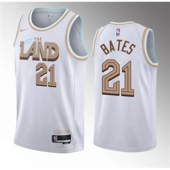 Men's Cleveland Cavaliers #21 Emoni Bates White 2023 Draft City Edition Stitched Jersey Men's Cleveland Cavaliers #21 Emoni Bates White 2023 Draft City Edition Stitched Jersey