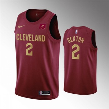Men's Cleveland Cavaliers #2 Collin Sexton Wine Icon Edition Stitched Basketball Jersey Men's Cleveland Cavaliers #2 Collin Sexton Wine Icon Edition Stitched Basketball Jersey