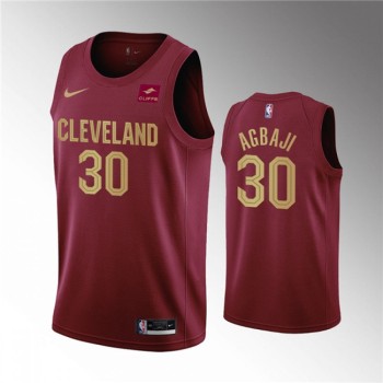 Men's Cleveland Cavaliers #30 Ochai Agbaji Wine Icon Edition Stitched Basketball Jersey Men's Cleveland Cavaliers #30 Ochai Agbaji Wine Icon Edition Stitched Basketball Jersey