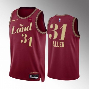 Men's Cleveland Cavaliers #31 Jarrett Allen Wine 2023/24 City Edition Stitched Jersey Men's Cleveland Cavaliers #31 Jarrett Allen Wine 2023/24 City Edition Stitched Jersey