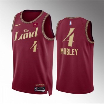 Men's Cleveland Cavaliers #4 Evan Mobley Wine 2023/24 City Edition Stitched Jersey Men's Cleveland Cavaliers #4 Evan Mobley Wine 2023/24 City Edition Stitched Jersey