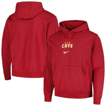 Men's Cleveland Cavaliers Wine 2023/24 City Edition Essential Club Pullover Hoodie Men's Cleveland Cavaliers Wine 2023/24 City Edition Essential Club Pullover Hoodie