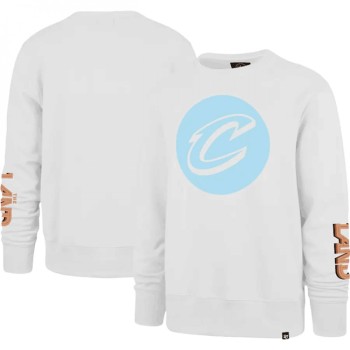 Men's Cleveland Cavaliers '47 White 2022/23 City Edition Two-Peat Headline Pullover Sweatshirt Men's Cleveland Cavaliers '47 White 2022/23 City Edition Two-Peat Headline Pullover Sweatshirt