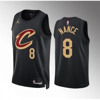 Men's Cleveland Cavaliers #8 Pete Nance Black Statement Edition Stitched Jersey Men's Cleveland Cavaliers #8 Pete Nance Black Statement Edition Stitched Jersey