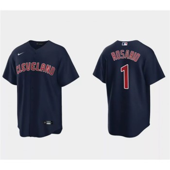 Men's Cleveland Guardians #1 Amed Rosario Navy Cool Base Stitched Jersey Men's Cleveland Guardians #1 Amed Rosario Navy Cool Base Stitched Jersey