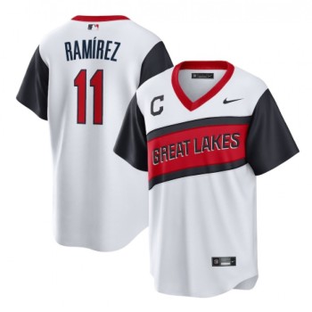 Men's Cleveland indians #11 Jose Ramirez 2021 White Little League Classic Home Cool Base Stitched Baseball Jersey Men's Cleveland indians #11 Jose Ramirez 2021 White Little League Classic Home Cool Base Stitched Baseball Jersey