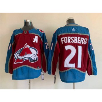 Men's Colorado Avalanche #21 Peter Forsberg Burgundy Stitched Jersey