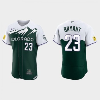 Men's Colorado Rockies #23 Kris Bryant 2022 Green City Connect Flex Base Stitched Jersey Men's Colorado Rockies #23 Kris Bryant 2022 Green City Connect Flex Base Stitched Jersey