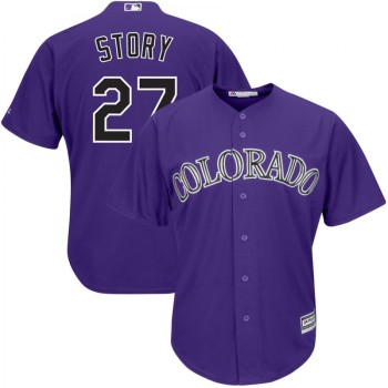 Men's Colorado Rockies #27 Trevor Story Purple Cool Base Stitched MLB Jersey Men's Colorado Rockies #27 Trevor Story Purple Cool Base Stitched MLB Jersey