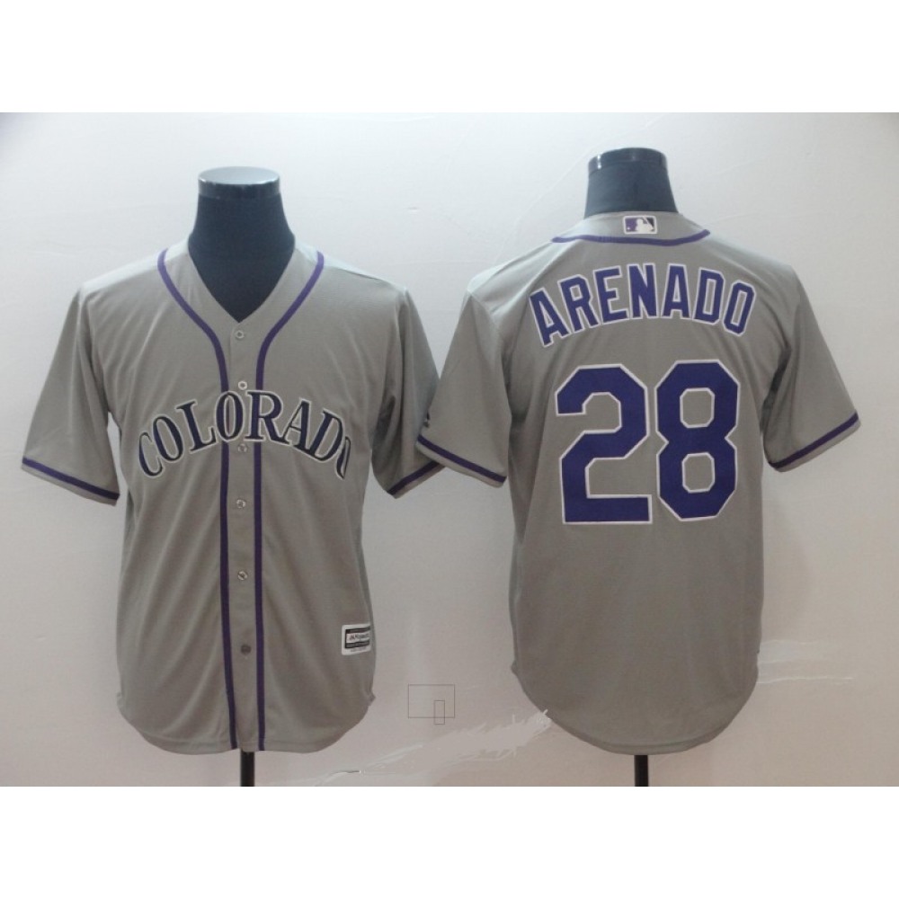 Men's Colorado Rockies #28 Nolan Arenado Grey Cool Base Stitched MLB Jersey