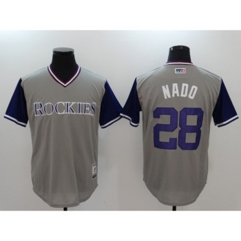 Men's Colorado Rockies #28 Nolan Arenado Grey Stitched Jersey Men's Colorado Rockies #28 Nolan Arenado Grey Stitched Jersey