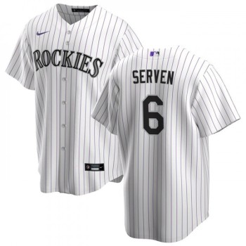 Men's Colorado Rockies #6 Brian Serven White Stitched Baseball Jersey Men's Colorado Rockies #6 Brian Serven White Stitched Baseball Jersey