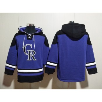 Men's Colorado Rockies Blank Purple Ageless Must-Have Lace-Up Pullover Hoodie Men's Colorado Rockies Blank Purple Ageless Must-Have Lace-Up Pullover Hoodie