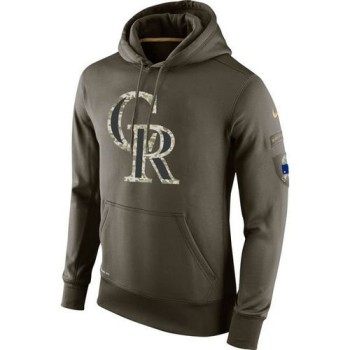 Men's Colorado Rockies Olive Salute To Service KO Performance Hoodie Men's Colorado Rockies Olive Salute To Service KO Performance Hoodie