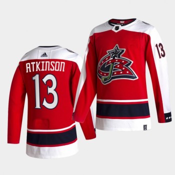 Men's Columbus Blue Jackets #13 Cam Atkinson 2020-21 Red Reverse Retro Stitched Jersey Men's Columbus Blue Jackets #13 Cam Atkinson 2020-21 Red Reverse Retro Stitched Jersey