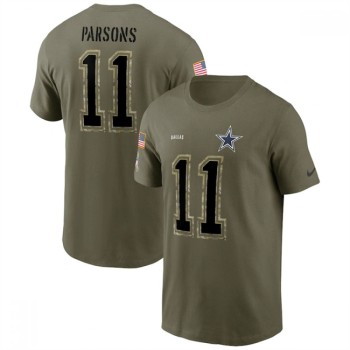 Men's Dallas Cowboys #11 Micah Parsons 2022 Olive Salute to Service T-Shirt Men's Dallas Cowboys #11 Micah Parsons 2022 Olive Salute to Service T-Shirt