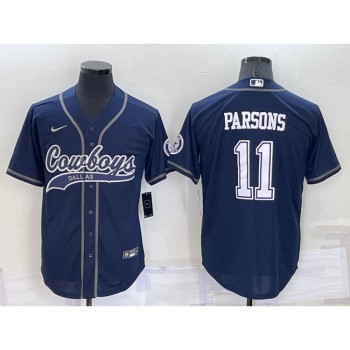Men's Dallas Cowboys #11 Micah Parsons Navy Cool Base Stitched Baseball Jersey Men's Dallas Cowboys #11 Micah Parsons Navy Cool Base Stitched Baseball Jersey