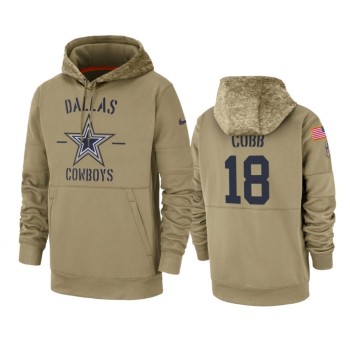 Men's Dallas Cowboys #18 Randall Cobb Tan 2019 Salute to Service Sideline Therma Pullover Hoodie Men's Dallas Cowboys #18 Randall Cobb Tan 2019 Salute to Service Sideline Therma Pullover Hoodie
