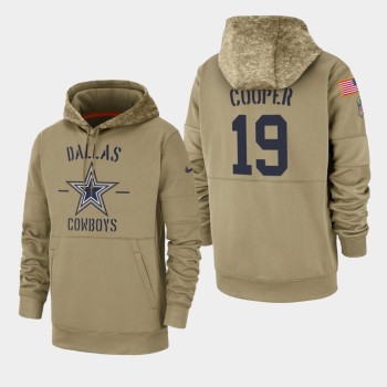 Men's Dallas Cowboys #19 Amari Cooper Tan 2019 Salute to Service Sideline Therma Pullover Hoodie Men's Dallas Cowboys #19 Amari Cooper Tan 2019 Salute to Service Sideline Therma Pullover Hoodie
