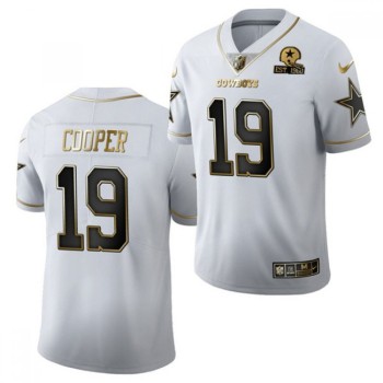 Men's Dallas Cowboys #19 Amari Cooper White Golden Edition With 1960 Patch Limited Stitched Jersey Men's Dallas Cowboys #19 Amari Cooper White Golden Edition With 1960 Patch Limited Stitched Jersey