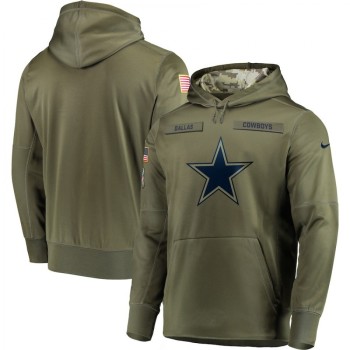 Men's Dallas Cowboys 2018 Olive Salute to Service Sideline Therma Performance Pullover Stitched NFL Hoodie Men's Dallas Cowboys 2018 Olive Salute to Service Sideline Therma Performance Pullover Stitched NFL Hoodie