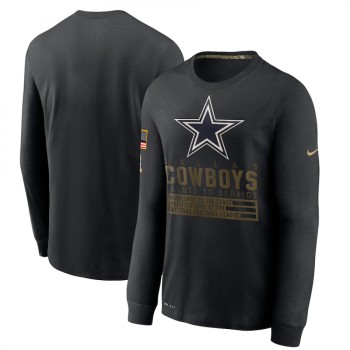 Men's Dallas Cowboys 2020 Black Salute to Service Sideline Performance Long Sleeve T-Shirt Men's Dallas Cowboys 2020 Black Salute to Service Sideline Performance Long Sleeve T-Shirt