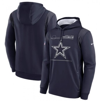 Men's Dallas Cowboys 2021 Navy Sideline Logo Performance Pullover Hoodie Men's Dallas Cowboys 2021 Navy Sideline Logo Performance Pullover Hoodie