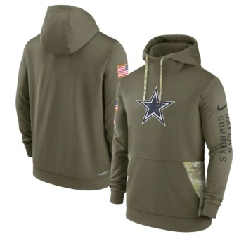Men's Dallas Cowboys 2022 Olive Salute to Service Therma Performance Pullover Hoodie Men's Dallas Cowboys 2022 Olive Salute to Service Therma Performance Pullover Hoodie