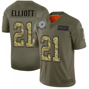 Men's Dallas Cowboys #21 Ezekiel Elliott 2019 Olive/Camo Salute To Service Limited Stitched NFL Jersey Men's Dallas Cowboys #21 Ezekiel Elliott 2019 Olive/Camo Salute To Service Limited Stitched NFL Jersey
