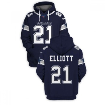Men's Dallas Cowboys #21 Ezekiel Elliott 2021 Navy Pullover Hoodie Men's Dallas Cowboys #21 Ezekiel Elliott 2021 Navy Pullover Hoodie