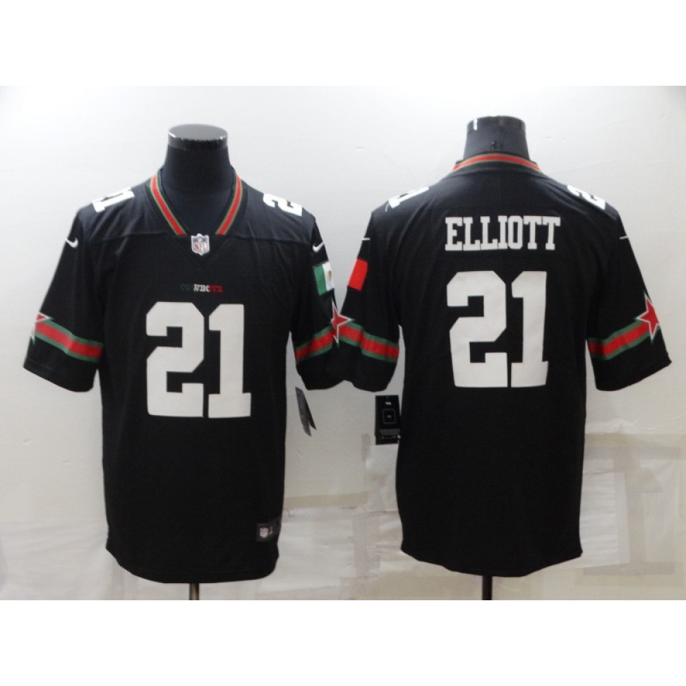 Men's Dallas Cowboys #21 Ezekiel Elliott Black Mexico Stitched Jersey