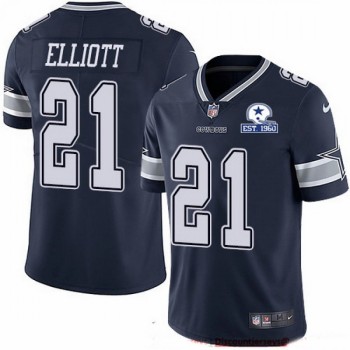 Men's Dallas Cowboys #21 Ezekiel Elliott Navy With Established In 1960 Patch Limited Stitched Jersey Men's Dallas Cowboys #21 Ezekiel Elliott Navy With Established In 1960 Patch Limited Stitched Jersey