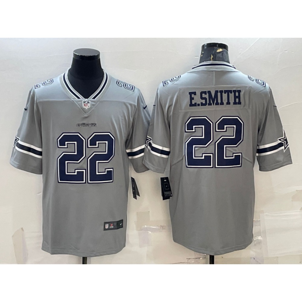 Men's Dallas Cowboys #22 Emmitt Smith Grey Inverted Edition Stitched Jersey