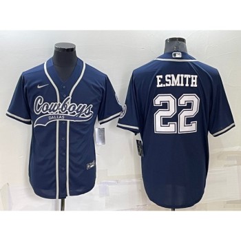 Men's Dallas Cowboys #22 Emmitt Smith Navy Cool Base Stitched Baseball Jersey Men's Dallas Cowboys #22 Emmitt Smith Navy Cool Base Stitched Baseball Jersey