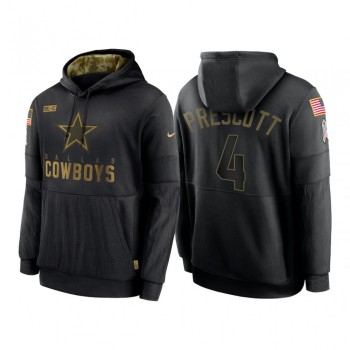 Men's Dallas Cowboys #4 Dak Prescott 2020 Black Salute to Service Sideline Performance Pullover Hoodie Men's Dallas Cowboys #4 Dak Prescott 2020 Black Salute to Service Sideline Performance Pullover Hoodie