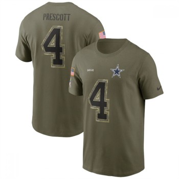 Men's Dallas Cowboys #4 Dak Prescott 2022 Olive Salute to Service T-Shirt Men's Dallas Cowboys #4 Dak Prescott 2022 Olive Salute to Service T-Shirt