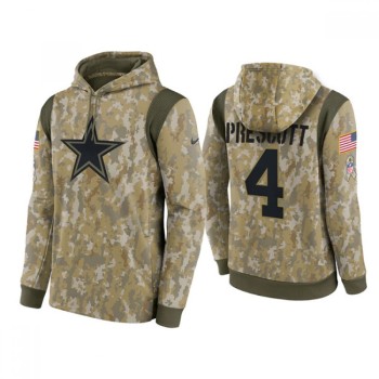 Men's Dallas Cowboys #4 Dak Prescott Camo 2021 Salute To Service Therma Performance Pullover Hoodie Men's Dallas Cowboys #4 Dak Prescott Camo 2021 Salute To Service Therma Performance Pullover Hoodie