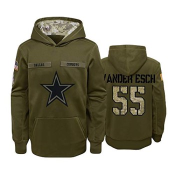 Men's Dallas Cowboys #55 Leighton Vander Esch 2019 Olive Salute To Service Sideline Therma Performance Pullover Hoodie Men's Dallas Cowboys #55 Leighton Vander Esch 2019 Olive Salute To Service Sideline Therma Performance Pullover Hoodie