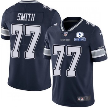 Men's Dallas Cowboys #77 Tyron Smith Navy With Established In 1960 Patch Limited Stitched Jersey Men's Dallas Cowboys #77 Tyron Smith Navy With Established In 1960 Patch Limited Stitched Jersey