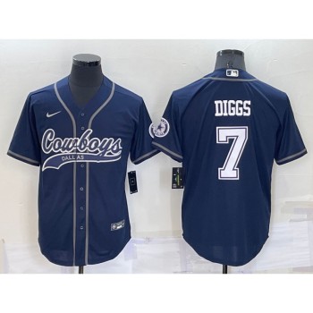 Men's Dallas Cowboys #7 Trevon Diggs Navy Cool Base Stitched Baseball Jersey Men's Dallas Cowboys #7 Trevon Diggs Navy Cool Base Stitched Baseball Jersey