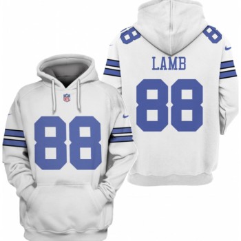 Men's Dallas Cowboys #88 CeeDee Lamb 2021 White Pullover Hoodie Men's Dallas Cowboys #88 CeeDee Lamb 2021 White Pullover Hoodie