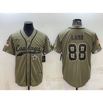 Men's Dallas Cowboys #88 CeeDee Lamb 2022 Olive Salute to Service Cool Base Stitched Baseball Jersey Men's Dallas Cowboys #88 CeeDee Lamb 2022 Olive Salute to Service Cool Base Stitched Baseball Jersey