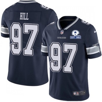 Men's Dallas Cowboys #97 Trysten Hill Navy With Established In 1960 Patch Limited Stitched Jersey Men's Dallas Cowboys #97 Trysten Hill Navy With Established In 1960 Patch Limited Stitched Jersey