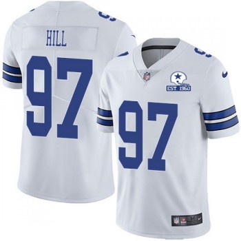 Men's Dallas Cowboys #97 Trysten Hill White With Established In 1960 Patch Limited Stitched Jersey