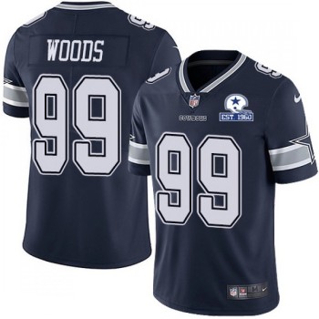 Men's Dallas Cowboys #99 Antwaun Woods Navy With Established In 1960 Patch Limited Stitched Jersey Men's Dallas Cowboys #99 Antwaun Woods Navy With Established In 1960 Patch Limited Stitched Jersey
