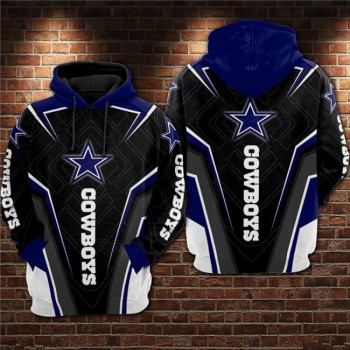 Men's Dallas Cowboys Black/Blue 3D All Over Print Pullover Hoodie Men's Dallas Cowboys Black/Blue 3D All Over Print Pullover Hoodie